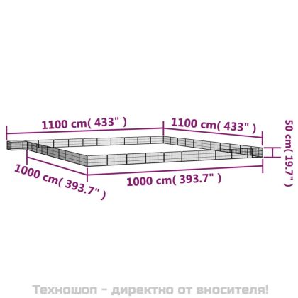 Заграждение за куче черно 44 панела 100x50 см прахово боядисано