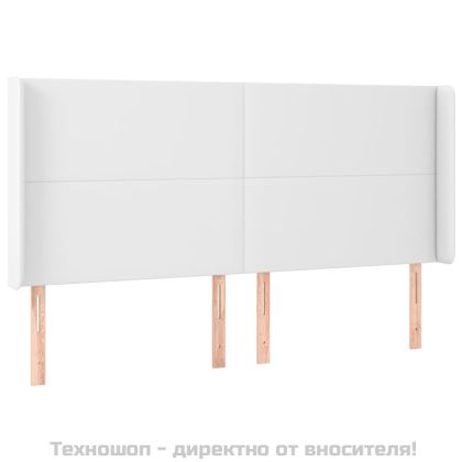 Боксспринг легло с матрак и LED бяло 160x200 см изкуствена кожа