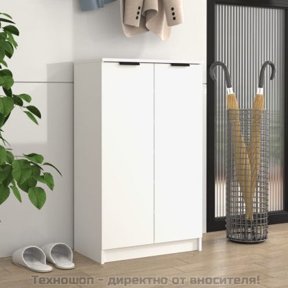 Шкаф за обувки, бял, 59x35x100,5 см, инженерно дърво
