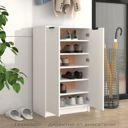 Шкаф за обувки, бял, 59x35x100,5 см, инженерно дърво