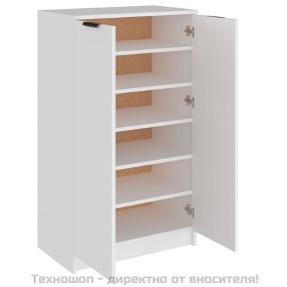 Шкаф за обувки, бял, 59x35x100,5 см, инженерно дърво