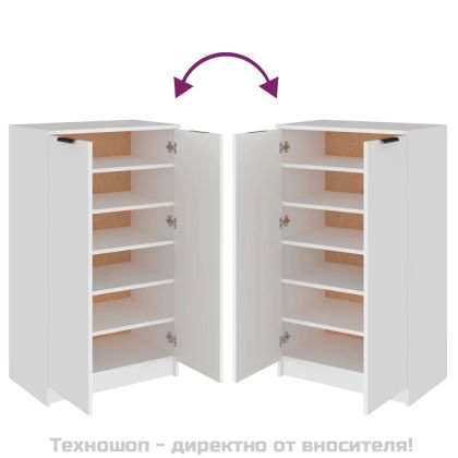 Шкаф за обувки, бял, 59x35x100,5 см, инженерно дърво