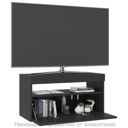 ТВ шкаф с LED осветление, черен, 75x35x40 см