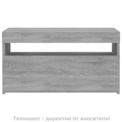 ТВ шкаф с LED осветление, сив сонома, 75x35x40 см