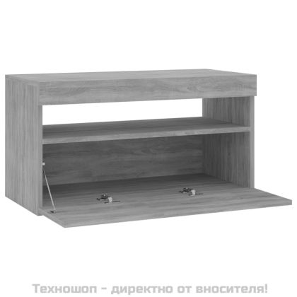 ТВ шкаф с LED осветление, сив сонома, 75x35x40 см