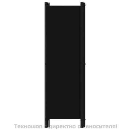 Параван за стая, 4 панела, черен, 200x180 см