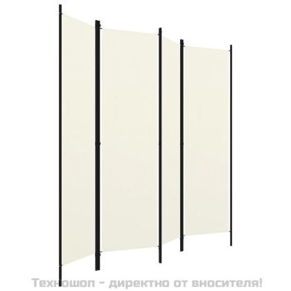 Параван за стая, 4 панела, бял, 200x180 см