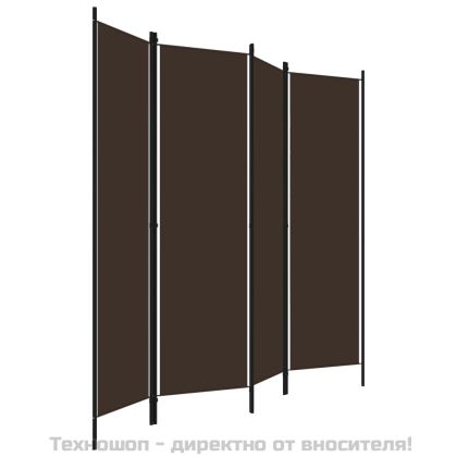 Параван за стая, 4 панела, кафяв, 200x180 см