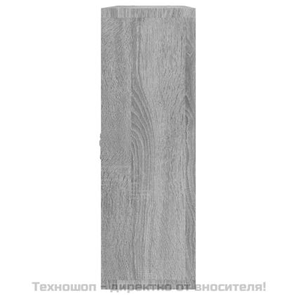 Стенен витринен рафт с 8 отделения сив сонома