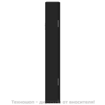 Огледален шкаф за бижута с LED осветление, стенен монтаж, черен