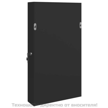 Огледален шкаф за бижута с LED осветление, стенен монтаж, черен