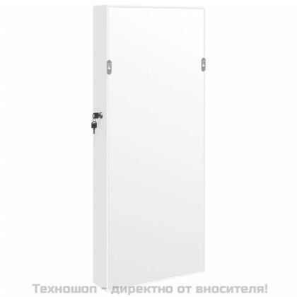 Огледален шкаф за бижута с LED осветление, стенен монтаж, бял