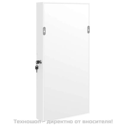 Огледален шкаф за бижута с LED осветление, стенен монтаж, бял
