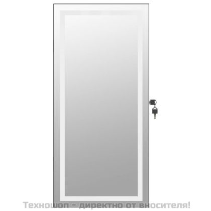 Огледален шкаф за бижута с LED осветление, стенен монтаж, черен