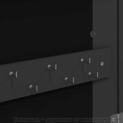 Огледален шкаф за бижута с LED осветление, стенен монтаж, черен