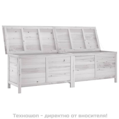 Градинска кутия за съхранение бяла 198,5x50x56,5 см чам масив