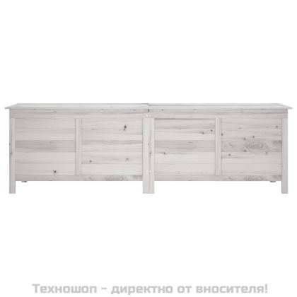 Градинска кутия за съхранение бяла 198,5x50x56,5 см чам масив