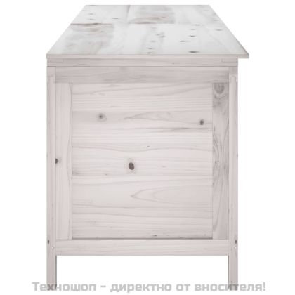 Градинска кутия за съхранение бяла 198,5x50x56,5 см чам масив