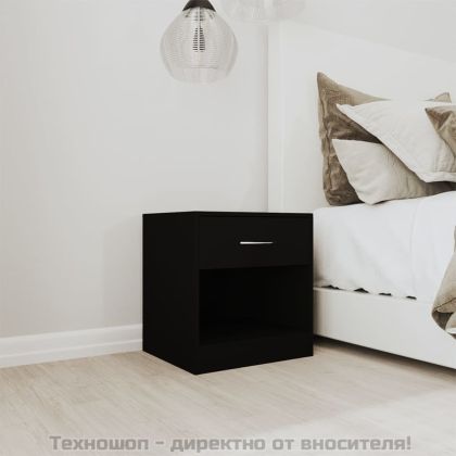 Нощни шкафчета, 2 бр, с чекмедже, черни