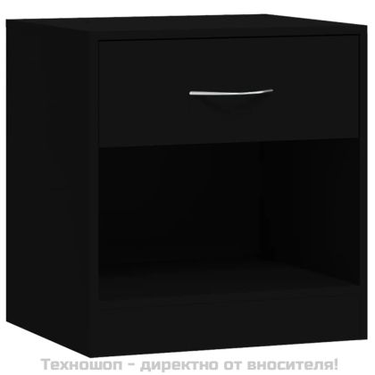 Нощни шкафчета, 2 бр, с чекмедже, черни