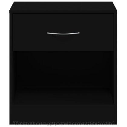 Нощни шкафчета, 2 бр, с чекмедже, черни