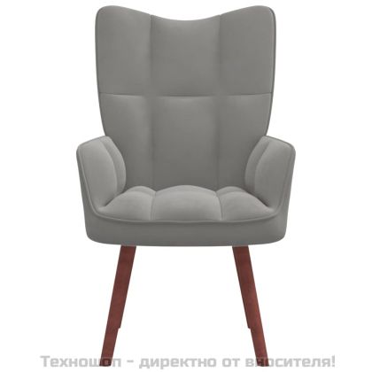 Релакс стол, светлосив, кадифе