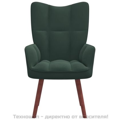 Релакс стол, тъмнозелен, кадифе