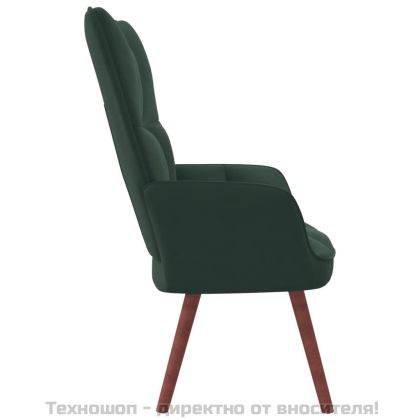 Релакс стол, тъмнозелен, кадифе