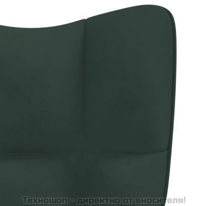 Релакс стол, тъмнозелен, кадифе