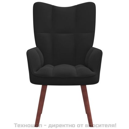 Релакс стол, черен, кадифе