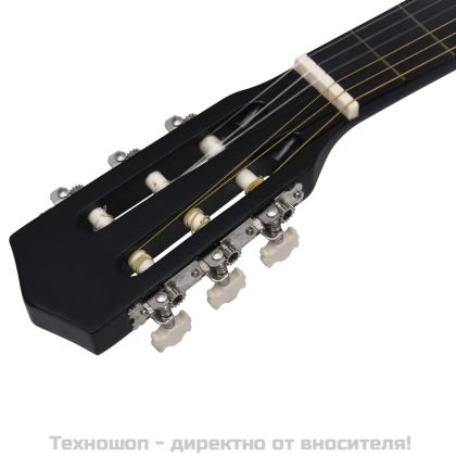 Класическа китара за начинаещи с калъф, черна, 4/4, 39"