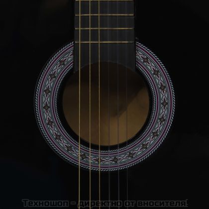 Класическа китара за начинаещи с калъф, черна, 4/4, 39"