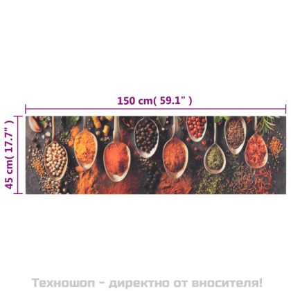 Кухненско килимче, миещо, лъжица и подправки, 45x150 см, кадифе