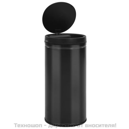 Кош за смет с автоматичен сензор 70 л въглеродна стомана черен