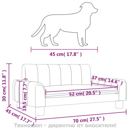 Кучешко легло кучешкосиво 70x45x30 см текстил