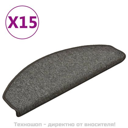 Изтривалки за стълби, 15 бр., 65x24x4 см, тъмносиви, полукръгли, големи