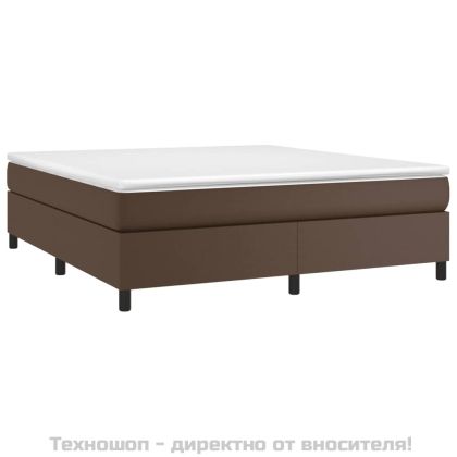 Рамка за легло с пружини кафява 160x200 см изкуствена кожа