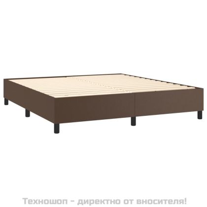 Рамка за легло с пружини кафява 160x200 см изкуствена кожа