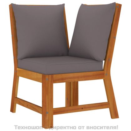 Градински трапезен комплект 6 части с възглавници акация масив