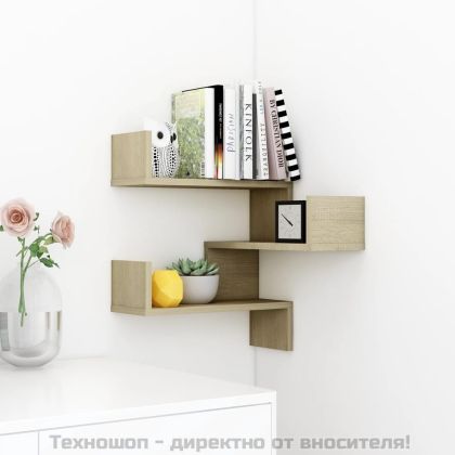 Стенен ъглов рафт, дъб сонома, 40x40x50 см, инженерно дърво