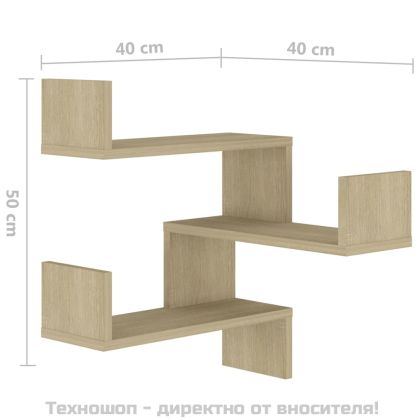 Стенен ъглов рафт, дъб сонома, 40x40x50 см, инженерно дърво