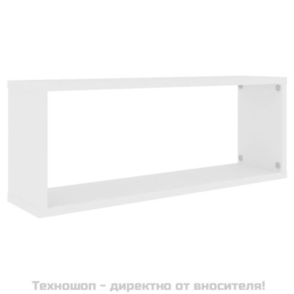 Стенни кубични рафтове, 4 бр, бели, 60x15x23см, инженерно дърво