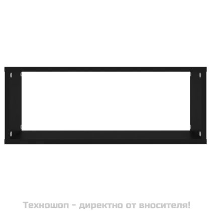 Стенни кубични рафтове, 4 бр, черни, 60x15x23см инженерно дърво