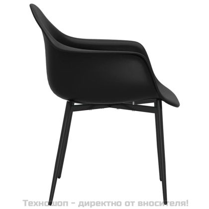 Трапезни столове, 4 бр, черни, PP
