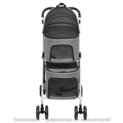 Сгъваема количка за кучета, сива, 83x48x97 см, Оксфорд плат