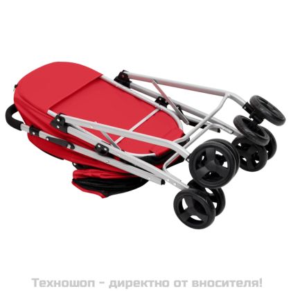 Сгъваема количка за кучета, червена, 83x48x97 см, Оксфорд плат