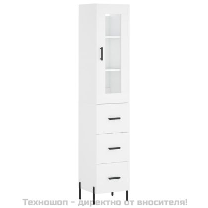 Висок шкаф, бял, 34,5x34x180 см, инженерно дърво