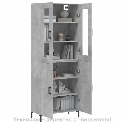 Висок шкаф, бетонно сив, 69,5x34x180 см, инженерно дърво