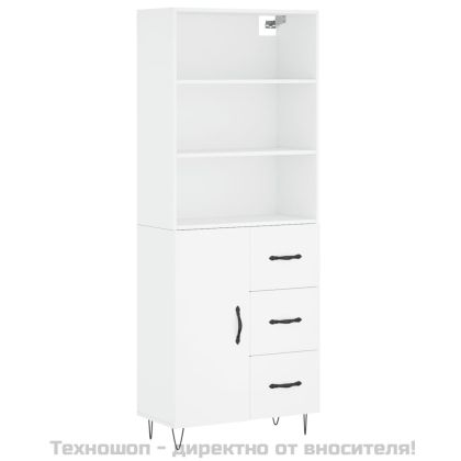 Висок шкаф, бял, 69,5x34x180 см, инженерно дърво