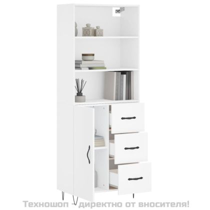 Висок шкаф, бял, 69,5x34x180 см, инженерно дърво